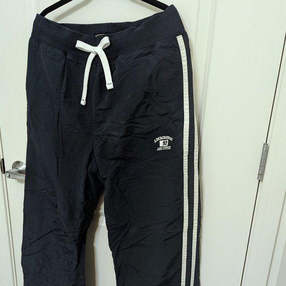 A&F Vintage 90s Men Size L Navy Blue Wind Track Pants Abercrombie & Fitch - Picture 14 of 17